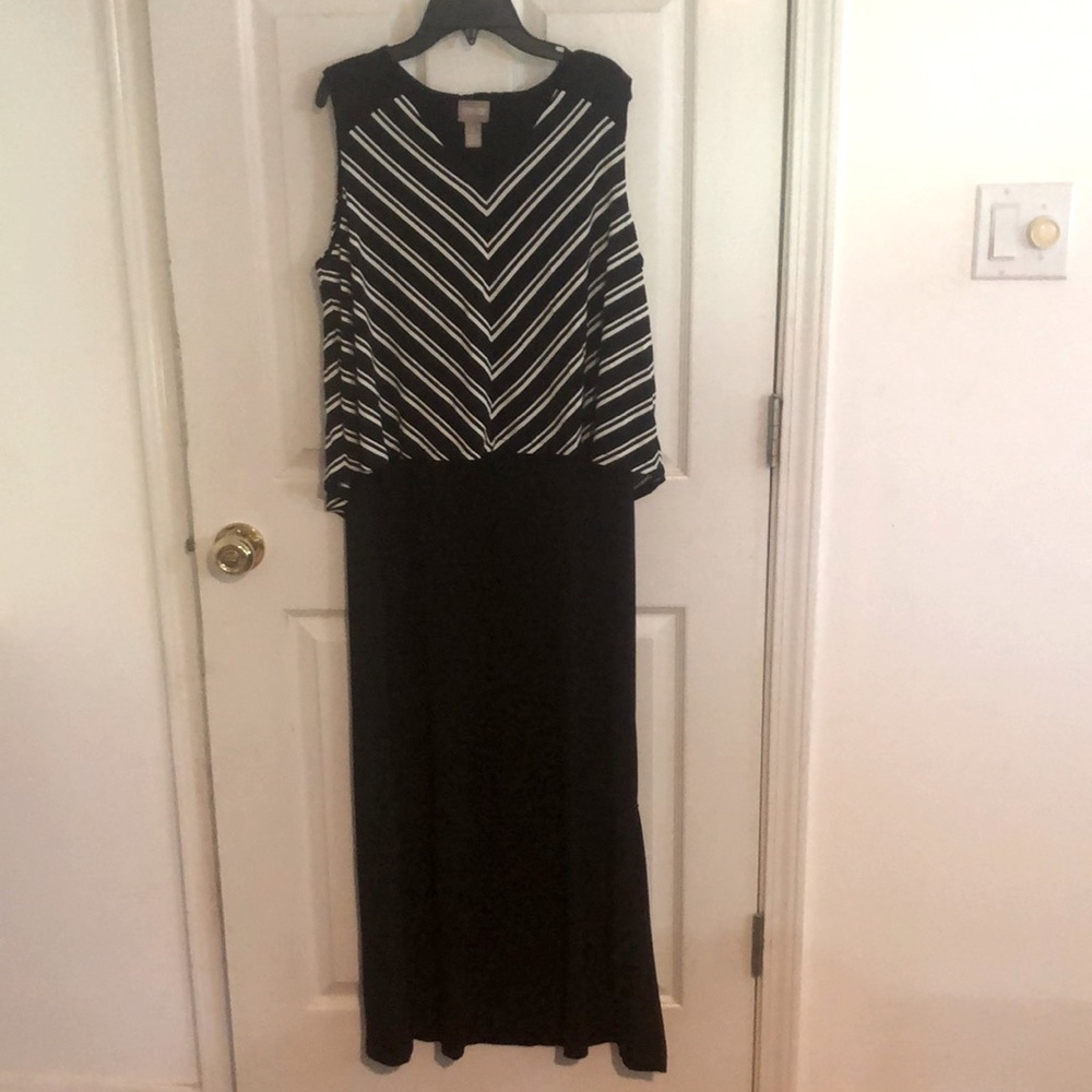 Chicos large tank dress with popover striped top